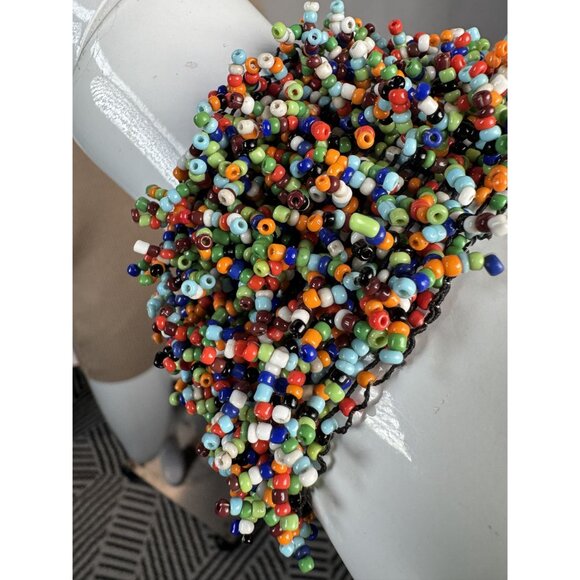 Multicolor Beaded Cuff Bracelet Handmade Elastic Boho Style Elastic Statement Je - Picture 3 of 16